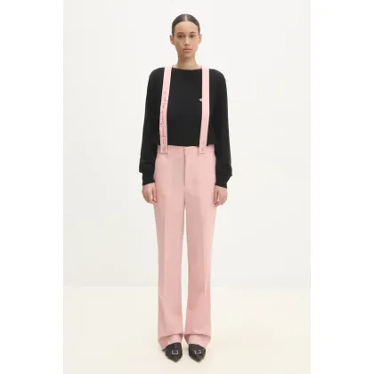 Zdjęcie Fiorucci spodnie wełniane kolor różowy proste high waist W01FMBPA183WO01PN02