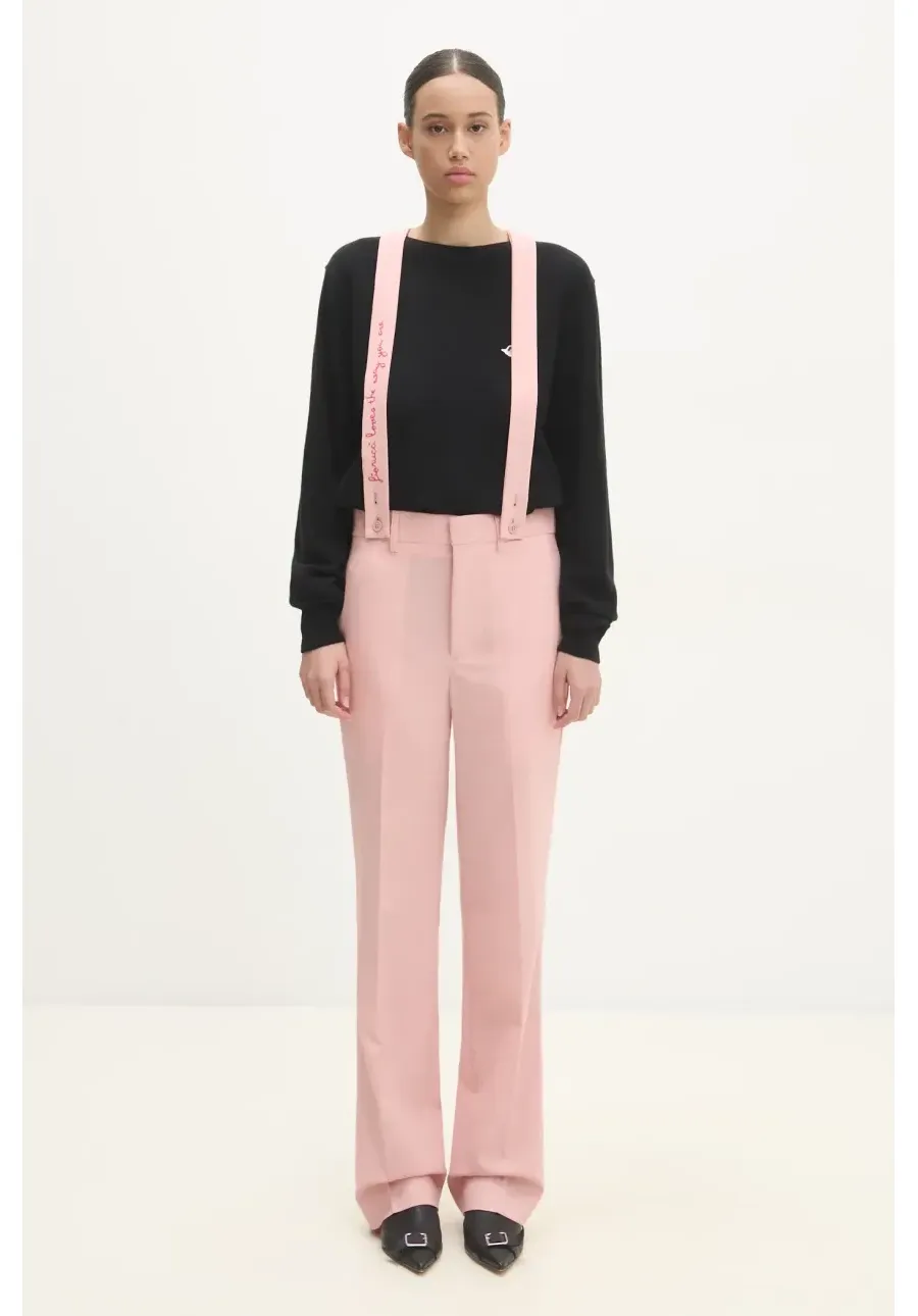 obrazek 1 Fiorucci spodnie wełniane kolor różowy proste high waist W01FMBPA183WO01PN02