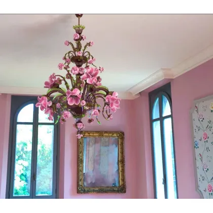 Zdjęcie Luksusowy włoski szklany żyrandol - szkło murano do salonu