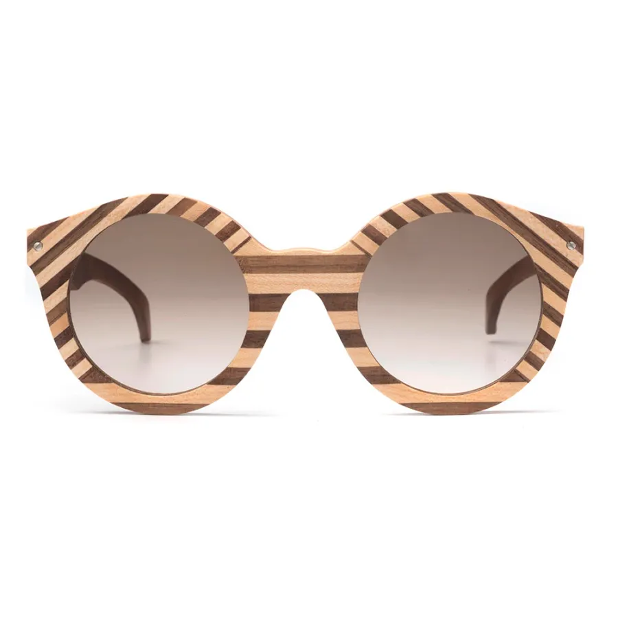 obrazek 2 Drewniane, damskie okulary w paski - Legno Light