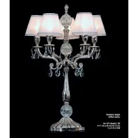 Zdjęcie 5-punktowa lampa stołowa z mosiądzu z kulami ze szkła Murano i kryształowymi zawieszkami – Il Paralume Marina