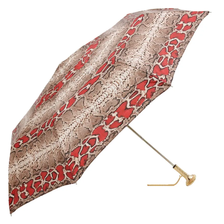 obrazek 6 Stylowy parasol damski zdobiony motywem skóry pytona z rączką zdobioną klejnotem - Pasotti