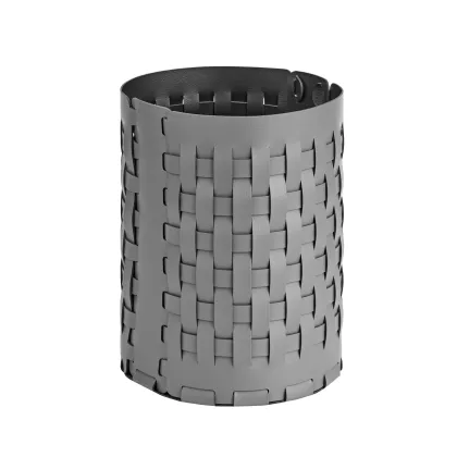 Zdjęcie Piękny skórzany szary kosz Bottega Ø20xH25 cm