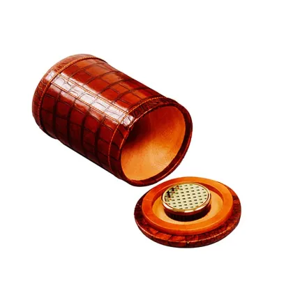 Picture Round leather cigar box