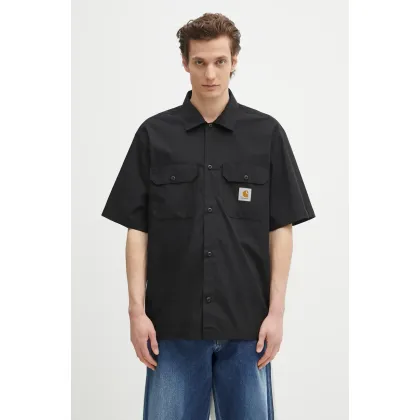 Zdjęcie Carhartt WIP koszula S/S Craft Shirt męska kolor czarny relaxed z kołnierzykiem klasycznym I035232