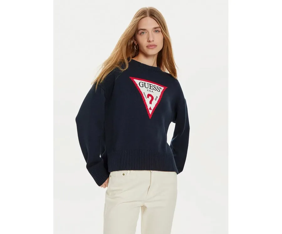 obrazek 1 Guess Jeans Sweter W4BR12 Z3HM1 Granatowy Regular Fit