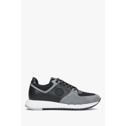 Zdjęcie Estro: Czarno-szare sneakersy męskie z weluru z elastyczną podeszwą