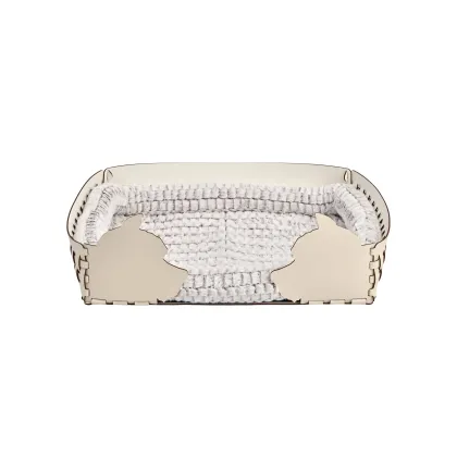 Zdjęcie Piękne skórzane legowisko dla psa 60x42xH15 cm w kolorze waniliowym