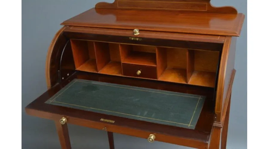 obrazek 4 Bardzo eleganckie edwardiańskie, mahoniowe biurko - antyk z 1900roku