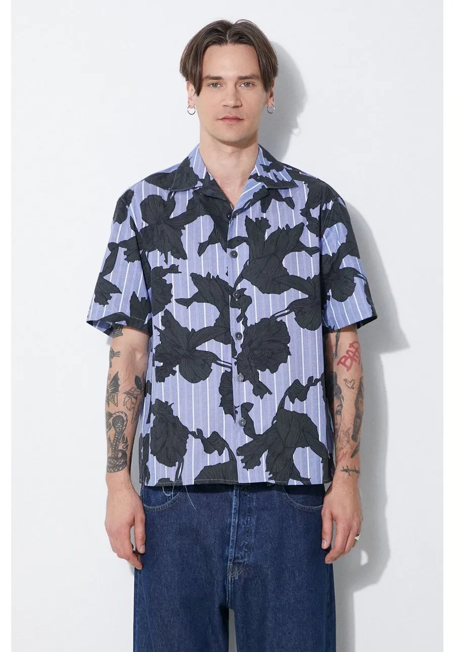 obrazek 1 Neil Barrett koszula bawełniana Boxy Bold Flowers Print Short Sleeve Shirt męska kolor niebieski regular MY60214A-Y059-765N