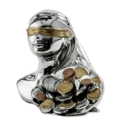 Picture A characteristic silver amulet in the shape of a blindfolded woman's head