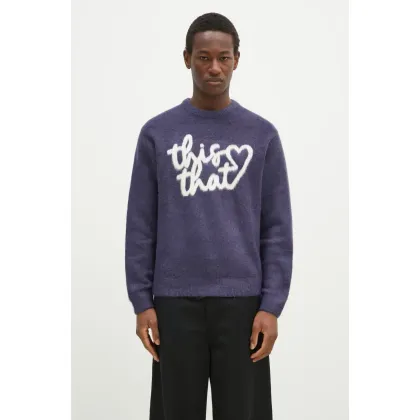 Zdjęcie thisisneverthat sweter Heart Logo Knit Sweater męski kolor granatowy TN243KKNPK11