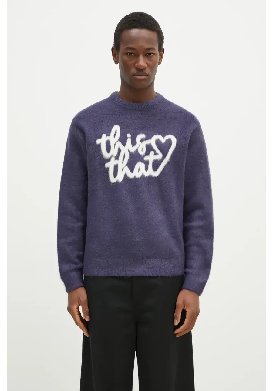 obrazek 1 thisisneverthat sweter Heart Logo Knit Sweater męski kolor granatowy TN243KKNPK11
