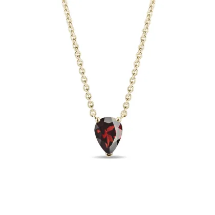 Zdjęcie Naszyjnik z granatem i łańcuszkiem z żółtego złota KLENOTA