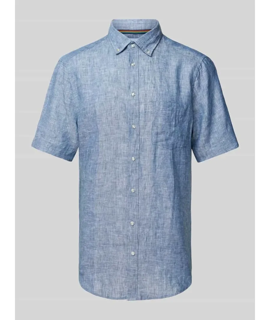 obrazek 1 Koszula lniana o kroju regular fit z kołnierzykiem typu button down