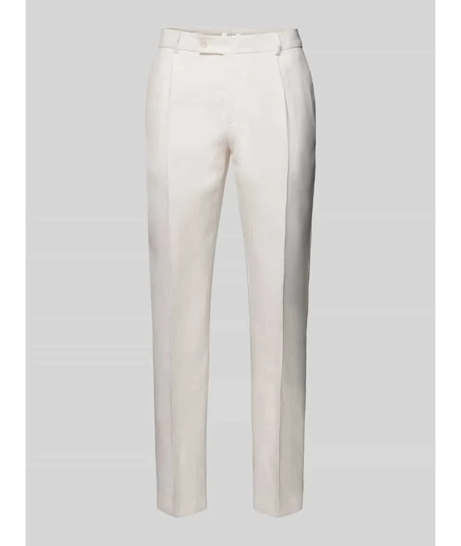obrazek 1 Spodnie o kroju slim fit z zakładkami w pasie i fakturowanym wzorem model ‘Peter’