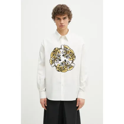 Zdjęcie Kenzo koszula bawełniana męska kolor biały relaxed z kołnierzykiem klasycznym FF55CH4309P2.01