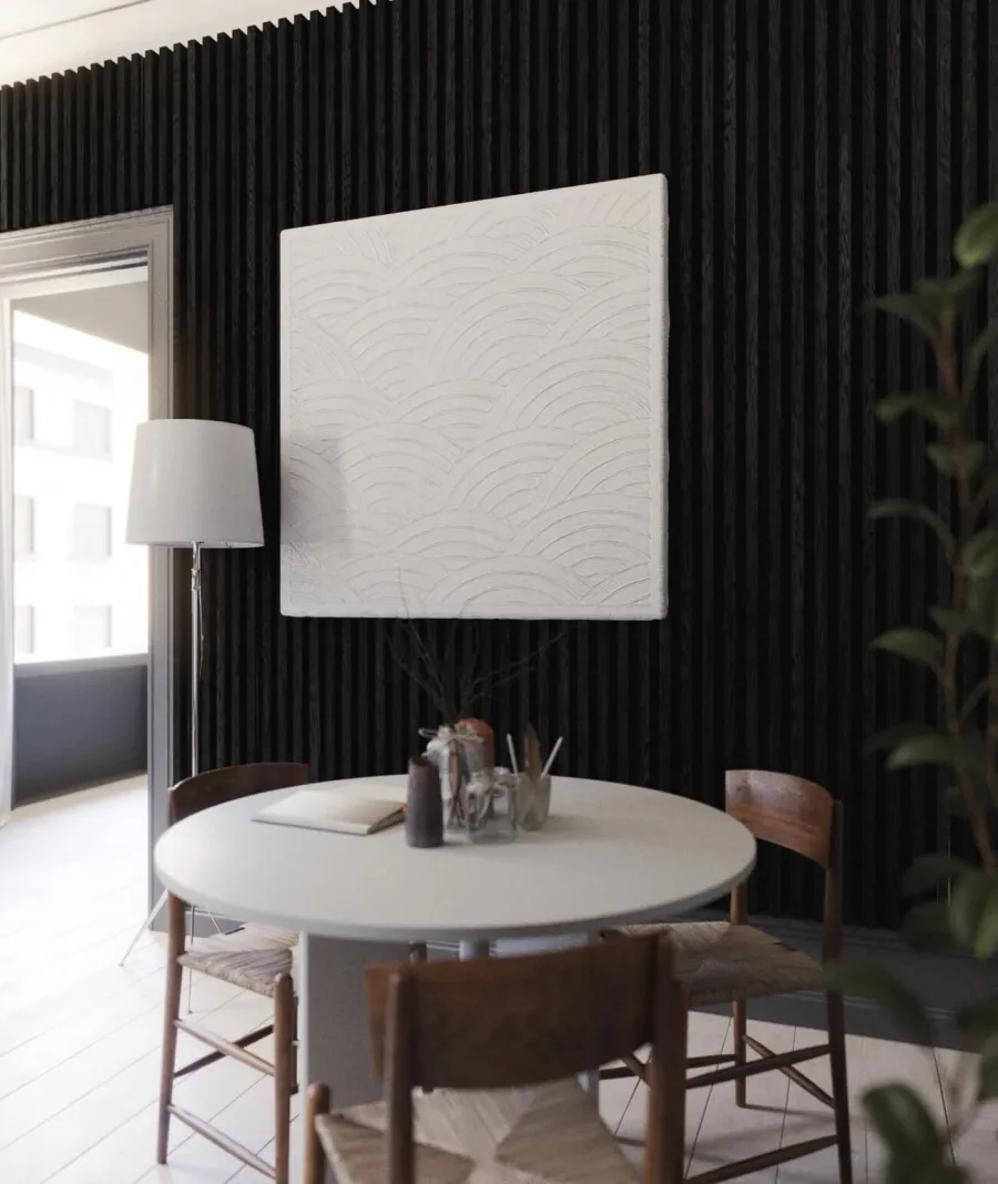 obrazek 1 275x48x5,9 cm LD (8 lameli czarny dąb) panel akustyczny na płycie MDF 19 mm - dekoracja ścienna 3D