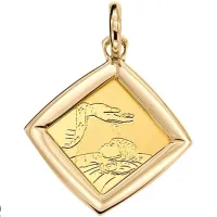 Picture Gold Italian medallion depicting baptism, 15x15mm