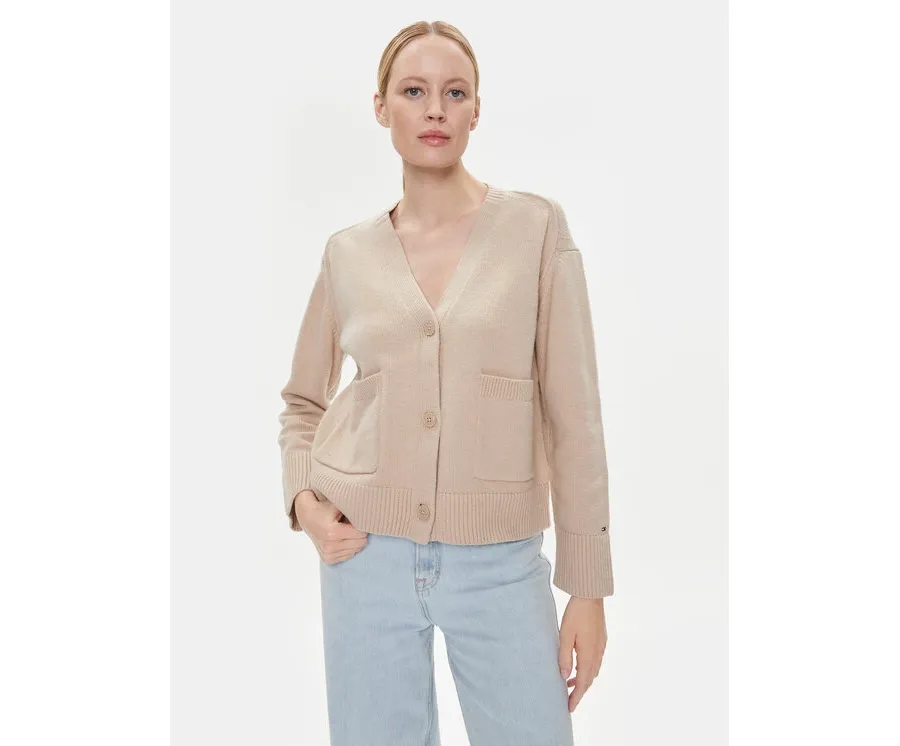 obrazek 1 Tommy Hilfiger Kardigan WW0WW39922 Beżowy Relaxed Fit
