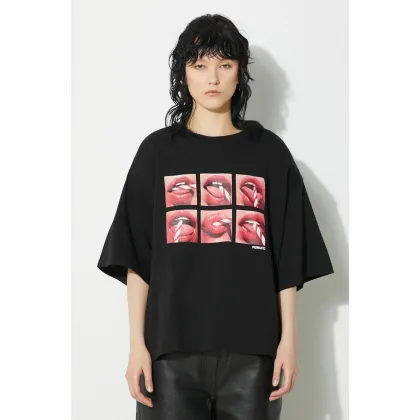 Zdjęcie Fiorucci t-shirt bawełniany Mouth Print Padded T-Shirt damski kolor czarny M01FPTSH105CJ01BK01