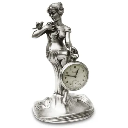 Picture Woman holding a clock - a unique desk decoration