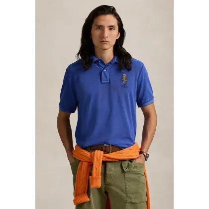 Zdjęcie Polo Ralph Lauren polo bawełniane kolor niebieski gładki 710958188