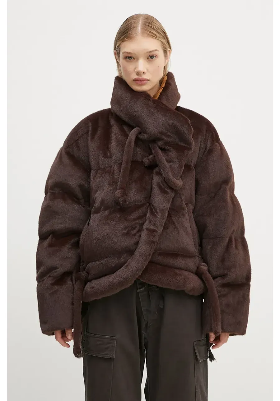 obrazek 1 Ottolinger kurtka Furry Strappy Puffer Jacket damska kolor brązowy zimowa 1090602521