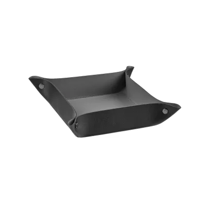 Zdjęcie Skórzana czarna tacka na drobiazgi 14х14xH5 cm