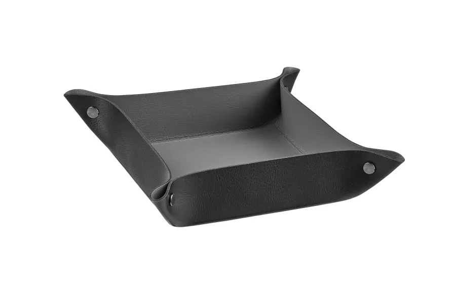 obrazek 1 Skórzana czarna tacka na drobiazgi 14х14xH5 cm