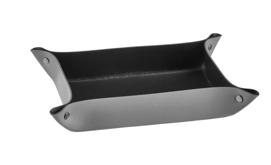 obrazek 1 Ekskluzywna szara tacka na drobiazgi wykonana ze skóry