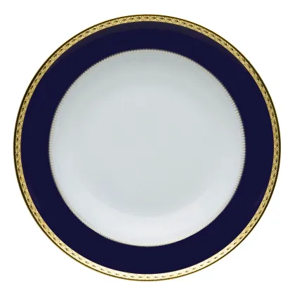 Zdjęcie Granatowo-biały porcelanowy talerz do zupy Brest ze złotym rantem - Vista Alegre