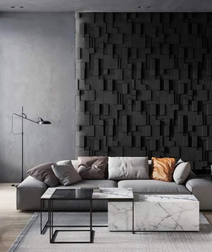 obrazek 1 120x60 cm VT - PB11 (B8 antracyt) CUB - panel dekor 3D beton architektoniczny