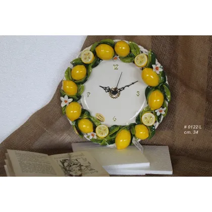 Picture An unusual decoration for the dining room or kitchen - a ceramic clock with lemons