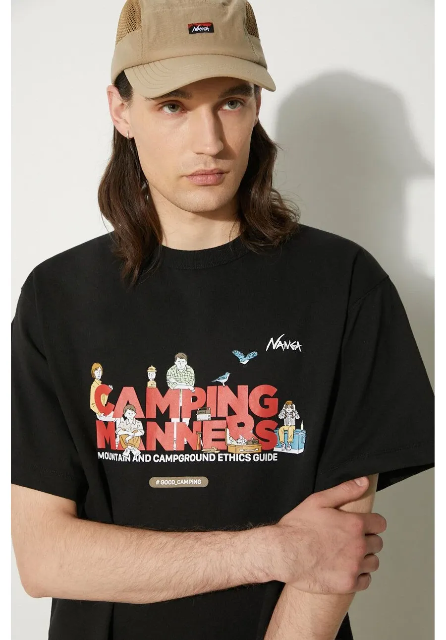 obrazek 1 Nanga t-shirt Eco Hybrid Camping Manners Wild Animals Tee męski kolor czarny z nadrukiem NW2411.1G800.A