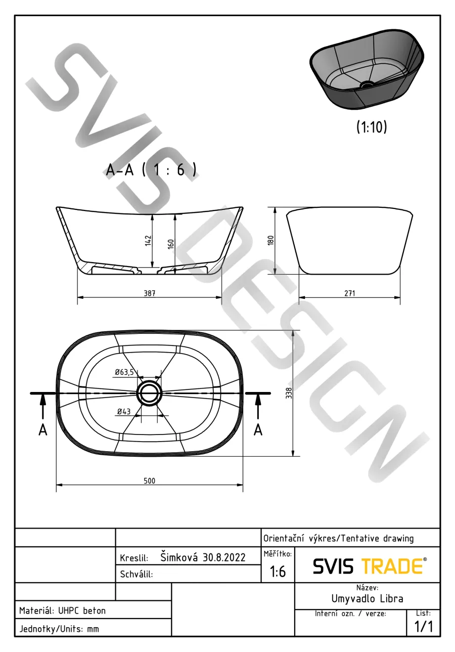 obrazek 4 Unikalna umywalka 50 cm LIBRA BASIC – średni kobaltowy, bez dekoru, bez lakieru