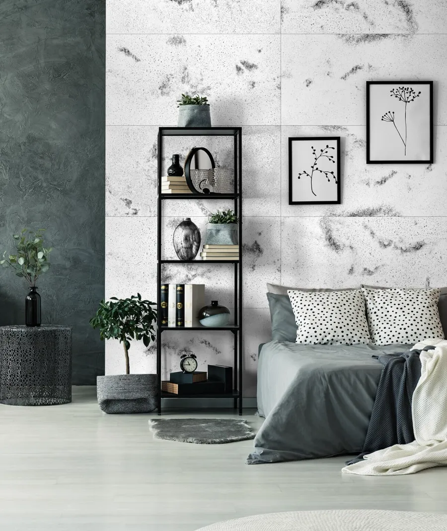 obrazek 1 30x60 cm DS - (biały, czarne kruszywo) - płyta beton architektoniczny ultralekka