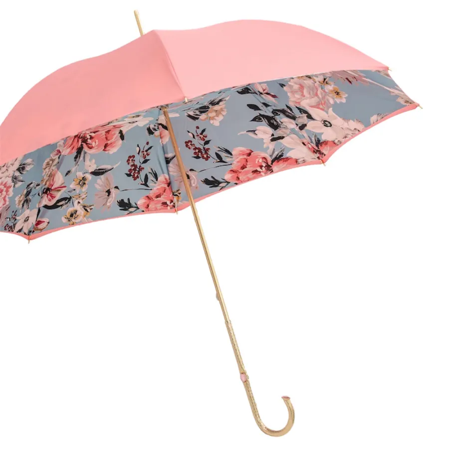 obrazek 7 Elegancki parasol damski w kolorze różowym zdobiony motywem kwiatów - Pasotti