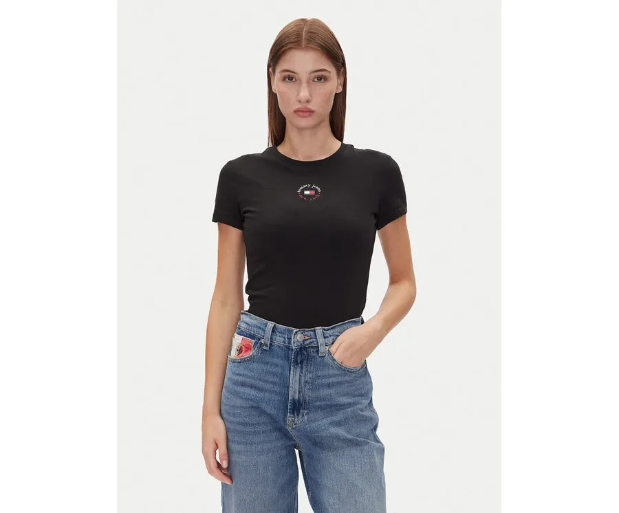 obrazek 1 Tommy Jeans T-Shirt Tjw Slim Essential Logo 2 Tee DW0DW20316 Czarny Regular Fit