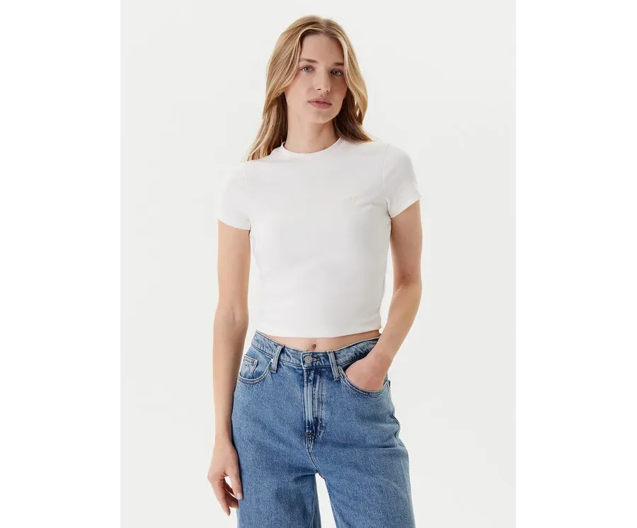 obrazek 1 Tommy Jeans T-Shirt Script DW0DW20910 Écru Slim Fit