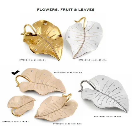 Zdjęcie Stylowy, duży liść z kryształkami i łańcuszkiem z Włoch - Bruno Costenaro