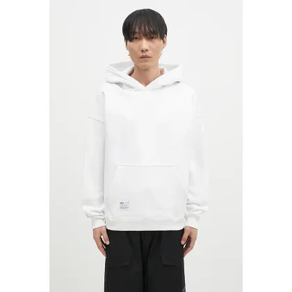 Zdjęcie Alpha Industries bluza Logo BP Hoody męska kolor biały z kapturem z nadrukiem 146336
