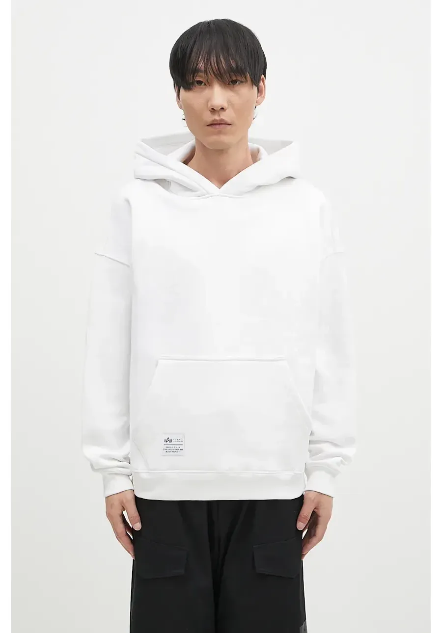 obrazek 1 Alpha Industries bluza Logo BP Hoody męska kolor biały z kapturem z nadrukiem 146336