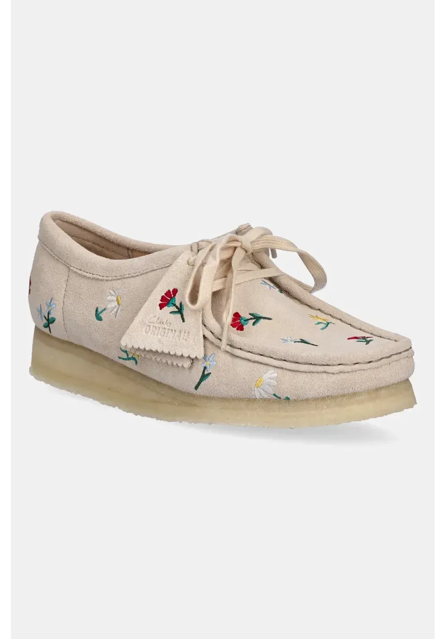 obrazek 1 Clarks Originals mokasyny zamszowe Wallabee damskie kolor beżowy na platformie 26180171