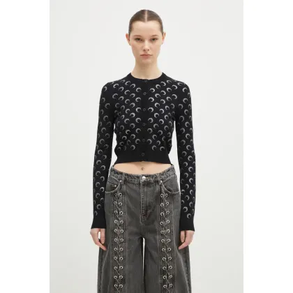 Zdjęcie Marine Serre kardigan Moon Strass Knit Fitted Cardigan damski kolor czarny lekki WTK011A.RKNI0001