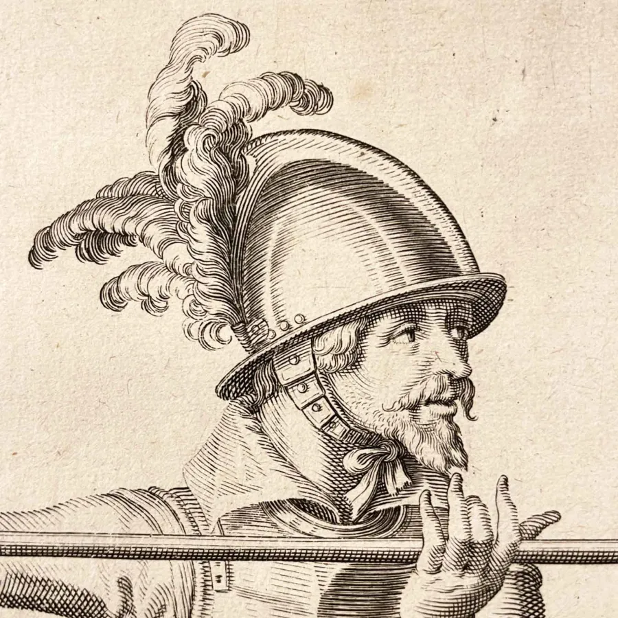 obrazek 2 Jacob De Ghein Grawerunek z profilem żołnierza z XVII wieku