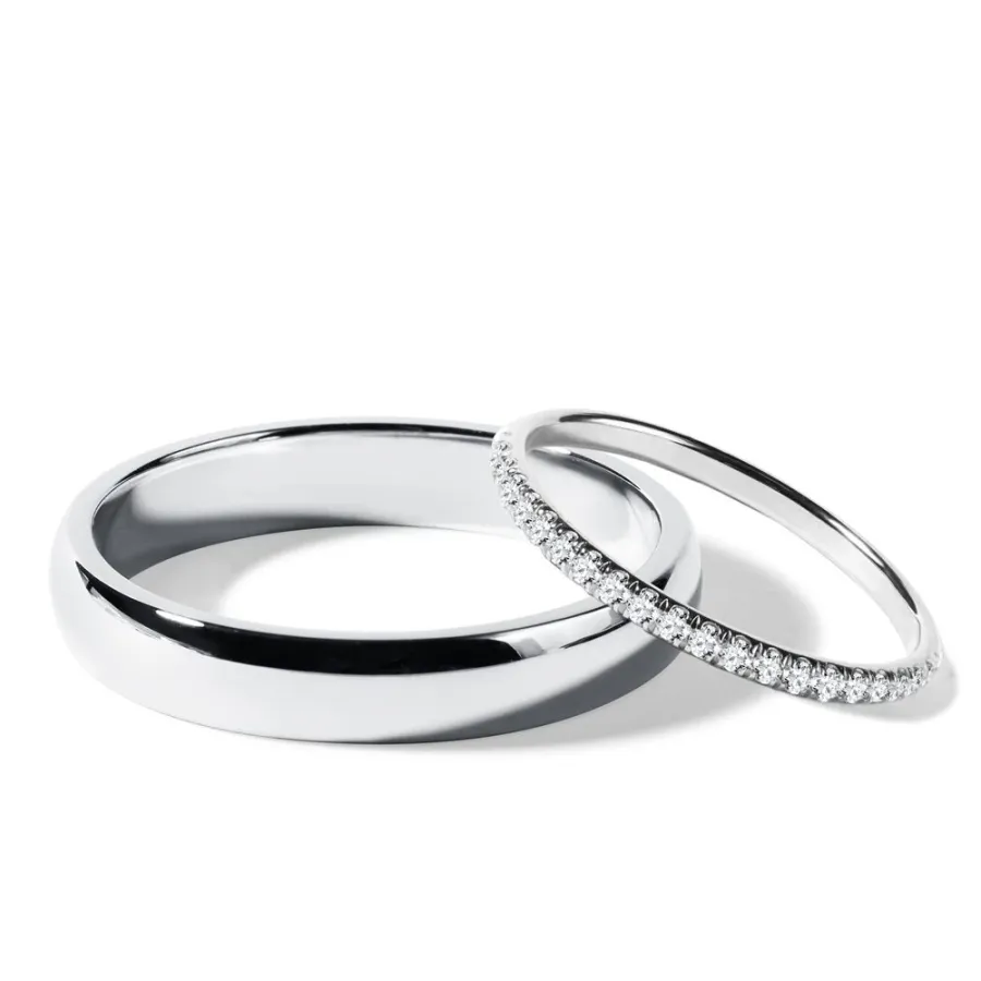 obrazek 1 Diamentowy zestaw ślubny z białego złota z obrączką Half-Eternity KLENOTA
