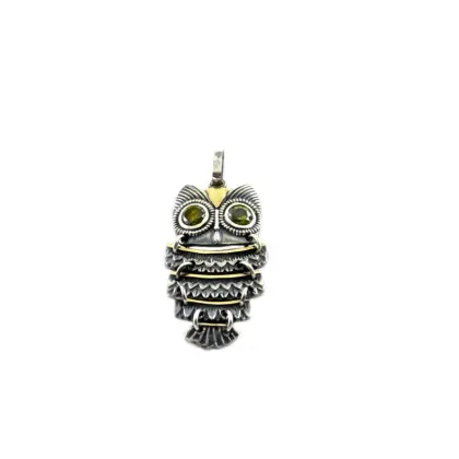 Picture Owl pendant made of silver with gold details