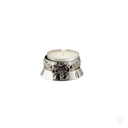 Picture Silver Fusione tealight candle holder with flower decoration - Zaramella Argenti