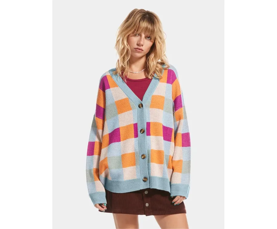 obrazek 1 Roxy Kardigan Small Slow Chec Swtr ERJSW03578 Niebieski Regular Fit